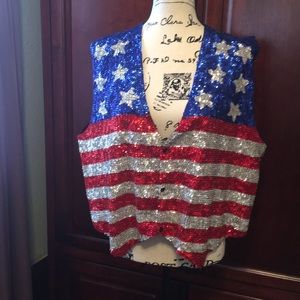 Red, white and blue flag vest